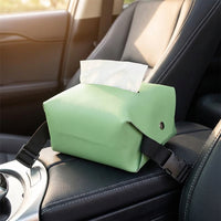 Car Accessories PU Leather Tissue Box and Storage Bag for Home Office, Waterproof Sun Visor Facial Tissue Holder, Foldable Design, 16x12x8 cm