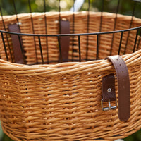 Hand-Woven Wicker Bicycle Basket for Pets and Shopping