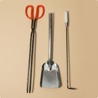 3 Pieces Fire Tongs Set Long Handle Fire Set Deep Wide Scoop