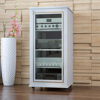 Rolling Audio Rack Cabinet Locking Casters Lockable Media Equipment Cabinet Heavy-Duty Construction Rolling Equipment Rack for Conference Room