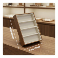 4 Slot Glasses Display Stand Soft Flocked Lining Desktop Eyewear Display Case