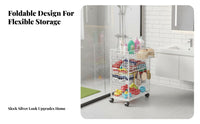 2-Basket Rolling Shelf Space-Saving Storage Trolley Multi-Tier for Laundry Room