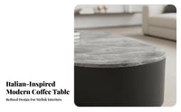 2 Pieces Mango and Drum Nesting Tables Italian design Coffee Table Irregular Shape With Storage Drawer for Adults, Small Spaces