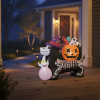 Halloween Inflatable Skeletal Dachshund Outdoor Inflatable Dachshund with Pumpkin Blow-up Spooky for Lawn, Porch