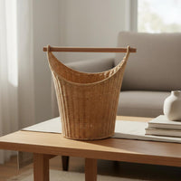 Imitation Rattan Storage Tote Easy to Clean Toilet Paper Holder Basket With Handles Toilet Paper Basket for Bedroom