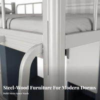 Desk Loft Bed Space Saving Student Dormitory Bed High Guardrail Bedroom Furniture for College Students, Teenagers, Dorm Room, Apartment, Small Areas