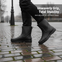 Men's Waterproof Non-Slip Mid-Calf Rain Boots for Work and Delivery