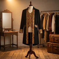 Court Coat with Brocade Panels Gold Trimmed Pirate Coat Costume Authentic Medieval Pirate Jacket for Actors