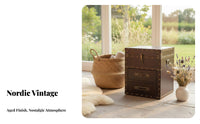 Stacked Luggage Nightstand Vintage Design Bedside Storage Cabinet for Homeowners