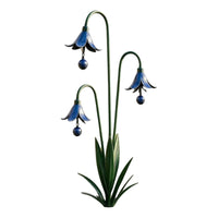 Metal Flower Stake with Bells Sculptural Decor Weather-Resistant for Patio