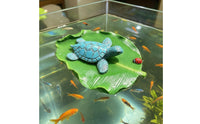 Buoyant Turtle Ornament Resin Turtle on Leaf Weather-Resistant Water Landscape Decoration for Pond Owners, Swimming Pool