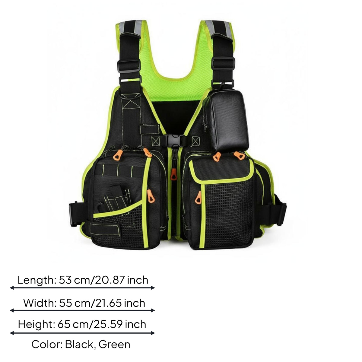 Fishing Life Vest Quick-Release Buckles Water Safety Jacket Zip Pockets