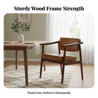 Upholstered Wood Armchair Nordic Design Dining Seat With Armrests Ergonomic Backrest for Business Owners, Meeting Room, Kitchen
