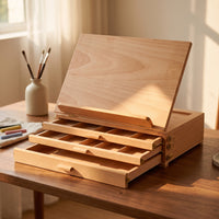 Wooden Tabletop Easel with Storage Compartments Portable Desktop Easel with Storage Foldable Art Supply Compact for Artists, Students, Hobbyists, Studio, Classroom