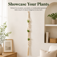 Macrame Plant Hanger, Handwoven Hanging Planters for Indoor Plants, Boho Design Rope Plant Hanger 55-80cm for Living Room Decor