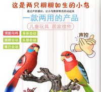 513 Sound-Activated Twin Budgerigar Toy with Recording and Fake Tree
