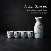 Japanese Ceramic Sake Set, Rich Floral Porcelain