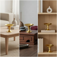 Elegant Candlestick Holder with Bowl Classic Brass Candlestick Holder Gold-Toned Compact for Altar, Meditation, Wedding