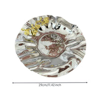 Stainless Steel Fruit Plate Lustrous Plate with Rippled Surface Decorative Tray for Dining Table, Entryway
