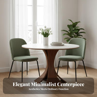 Sintered Stone Top Fluted Pedestal Dining Table Space-Saving Household Furnishing Easy to Clean Home Furniture abrasion Resistant for Apartment Dwellers, Homeowners, Families, Small Living Spaces, Kitchen, morning meal corner