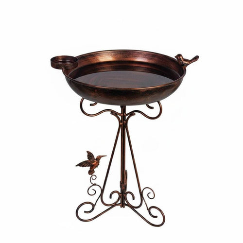 Wrought Iron Avian Bath Effortless Setup to Classic Rustic Bird Bath Ornament Rust Resistant Garden Decor for Yard, Patio