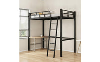 Metal Loft Bed Space Saving Loft Bed Frame No Box Spring Needed Furniture for Students, Teens, Small Apartments, Dorm Rooms, Bedrooms