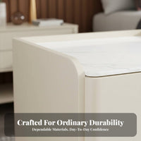 Nightstand with Drawers and Shelf Sintered Stone Top for Hallway, Students
