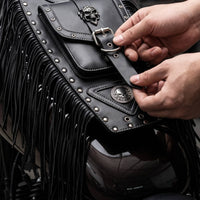 Motorcycle Tank Bag with Rivets Studded Motorcycle Tank Bag with Lanyard Strap-Closure Organizer for Cruisers Riders, Motorcyclists