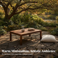Japanese Design Floor Table Wabi-Sabi Design Japanese Floor Table Space-Saving Adaptable Use for Tea Lovers, Woven Mat Room