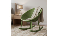 Minimalist Aesthetic Nordic Bowl Seat Rocker Ergonomic Design Modern Sled Rocking Chair Heavy Duty Single Lounge Rocker Weatherproof for Living Room, Bedroom, Balcony, Patio