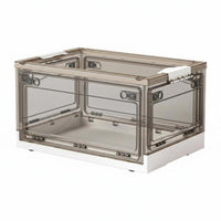 Foldable Storage Box Transparent View Collapsible Plastic Box Large Capacity