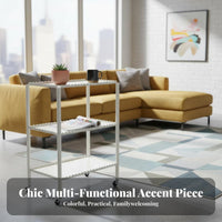 2-Tier Rolling mobile trolley With casters 2-Tier Utility mobile trolley space-efficient Size for Living Room
