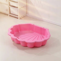 Low-Profile Sand and Water Basin Shallow Shell-Shaped Play Basin Molded Sandpit Heavy-Duty for Preschoolers, Toddlers, Kids, Kindergarten, Playroom, Daycare, Backyard