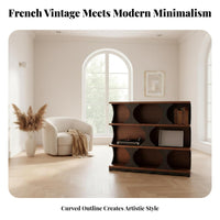 Multi-Tier Shelving Unit Large Capacity 3-Tier Shelf with Curved Dividers Thickened Shelves Sturdy Construction for Home Library