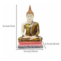 Buddha Statue with Lotus Base Resin Seated Buddha Statue Gold Accents for Desk