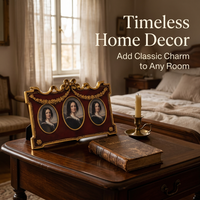 Vintage Oval Multi Photo Frame, Tabletop or Wall Mount Picture Frame, European C #variant:Retro Red Oval Combination
