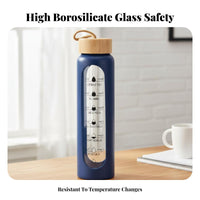 Large Capacity Bamboo Lid Glass Bottle Portable Design Glass Bottle Bamboo Lid Complimentary for Fitness Enthusiasts, Students, Travel, Home