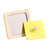 Sensory Wooden Mirror with Knob Interactive Montessori Mirror Toy Child-Friendly for Baby