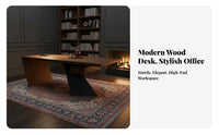Rustic aesthetic manager's Desk dense Wood Top Office Furniture Creative Designer Look Workstation for leaders, Remote Workers, Study Room, Bedroom