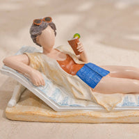 Girl Drinking Figurine Cute Coastal Girl Figurine Coastal Design for Bookshelf