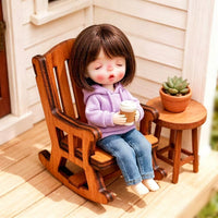 Dollhouse娃娃屋微缩家具椅子模型ob11仿真迷你木制摇椅装饰摆件