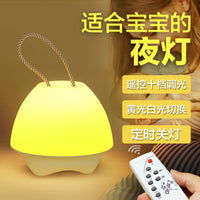 遥控台灯卧室床头充电式小夜灯喂奶婴儿柔光睡眠宿舍插电小灯夜光