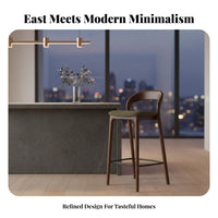 Modern Chinese Design Highrear Counter Stool Minimalist design Bar Chair Elegant Look Seating Furniture Sturdy Frame for Interior Designers, Homeowners, Entertainers, Restaurant, Reception Area, Kitchen Island, Bistro
