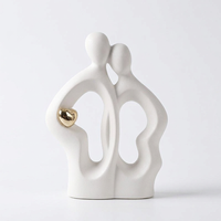 Abstract Couple Statue Hugging, Modern Ceramic Porcelain Figurine Ornaments for  #variant:White