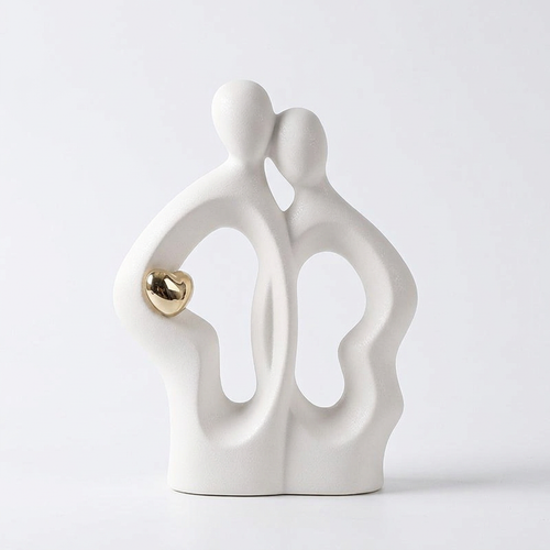 Abstract Couple Statue Hugging, Modern Ceramic Porcelain Figurine Ornaments for  #variant:White