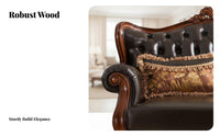 3 Pieces Intricate Carvings Carved Frame Couch Set Luxurious Sofa and Loveseat Combo Double-Sided Design Living Room Furniture timeless-design for Luxury Buyers, Interior Designers, Apartment Dwellers, Hotel Lobby, grand estate, Office