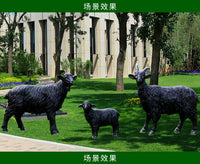 玻璃钢仿真绵羊雕塑户外园林景观动物山羊摆件花园庭院幼儿园装饰
