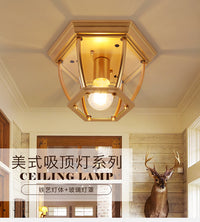 美式卧室小吸顶灯 玄关过道复古阳台圆形广东中山灯具2022年新款 C9952送12瓦三色变光