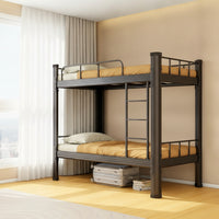 Bunk Bed with Mattress Heavy Duty Bunk Bed with Wooden Boards Space-Saving Furniture for Students, Adults, Dormitory, Hostel, Employee Quarters