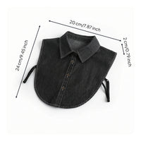 Detachable Dickey Collar Denim Detachable Collar Half Shirt Button-down Pointed for Women, Layering, Office